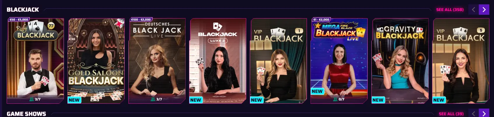 Live-Blackjack-Tisch bei Roby Casino im Überblick