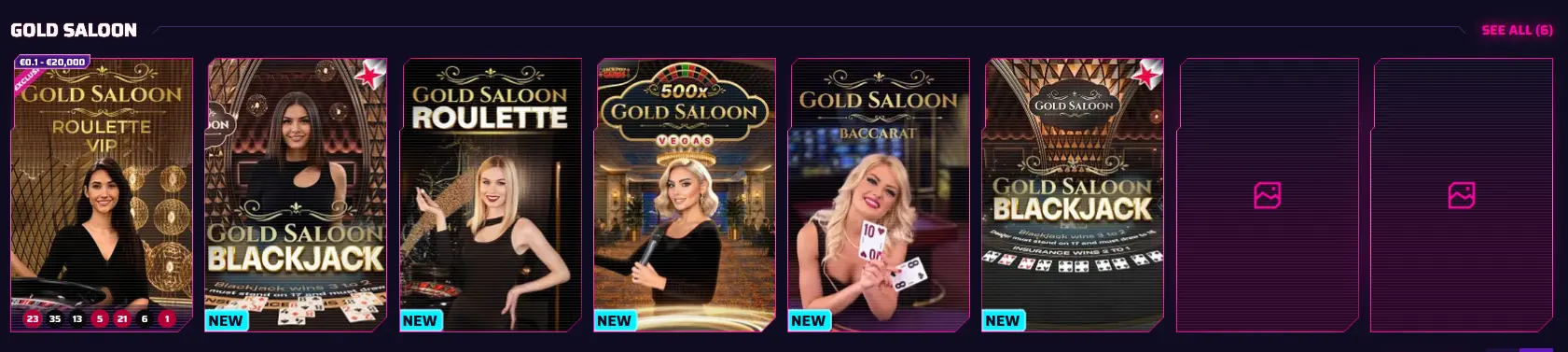Gold Saloon Live-Tische im Angebot von Roby Casino